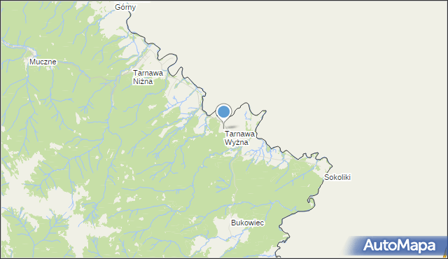 mapa Tarnawa Wyżna, Tarnawa Wyżna na mapie Targeo